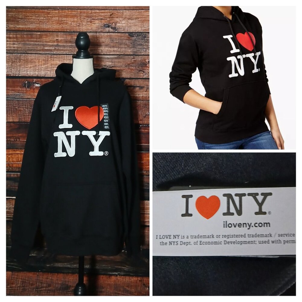 NWT L City Fashions I ❤️ NY Hoodie Pullover Hooded Sweatshirt I Love New York